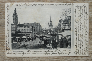 AK München / 1903 / Victualienmarkt / Marktstände Buden Strasse Käufer Architektur